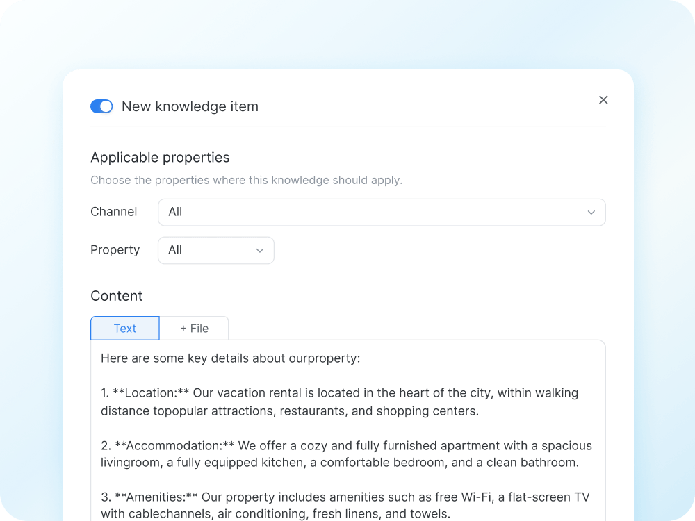 HostGPT knowledge base interface