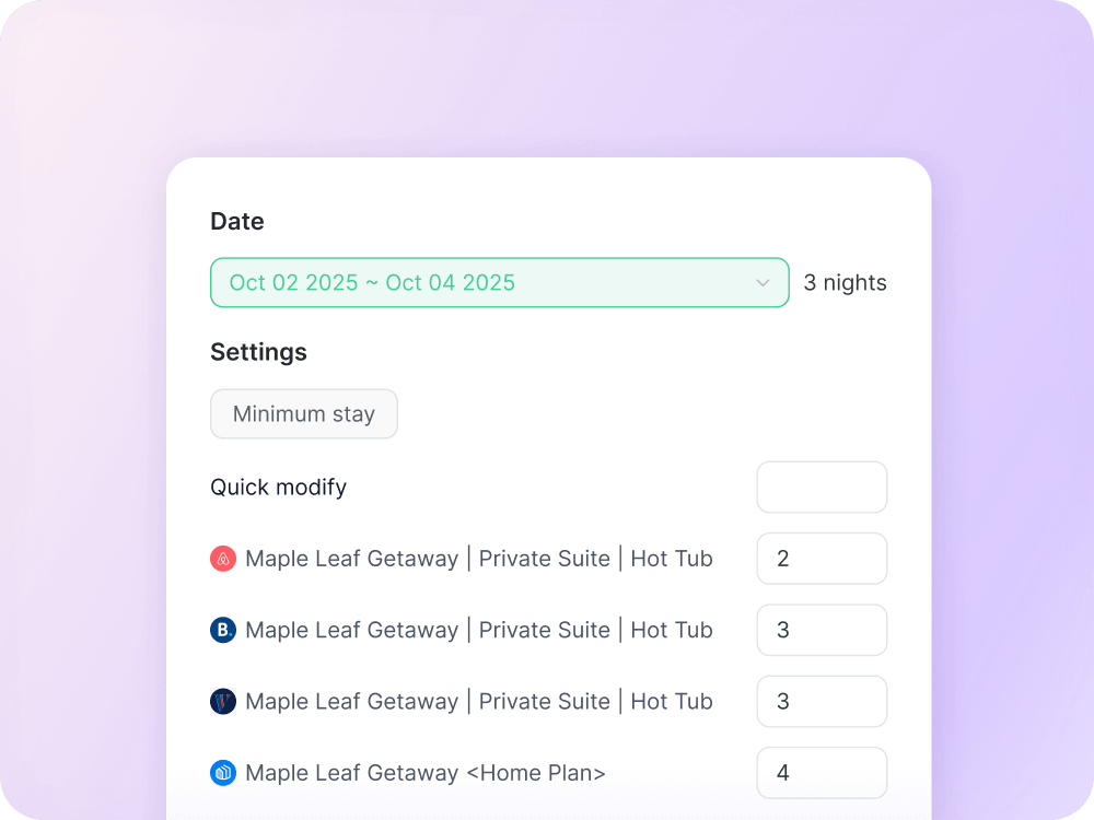 Booking restriction management interface